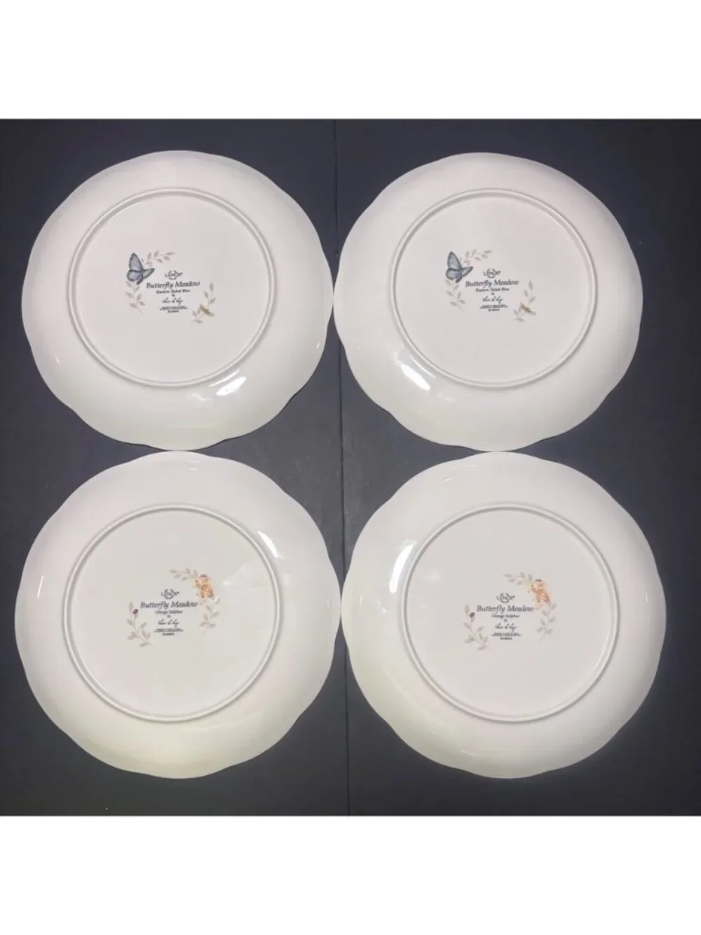 Lenox Butterfly Meadow Scalloped Dinner Plates Lot Of 4 Floral Design Vintage 06